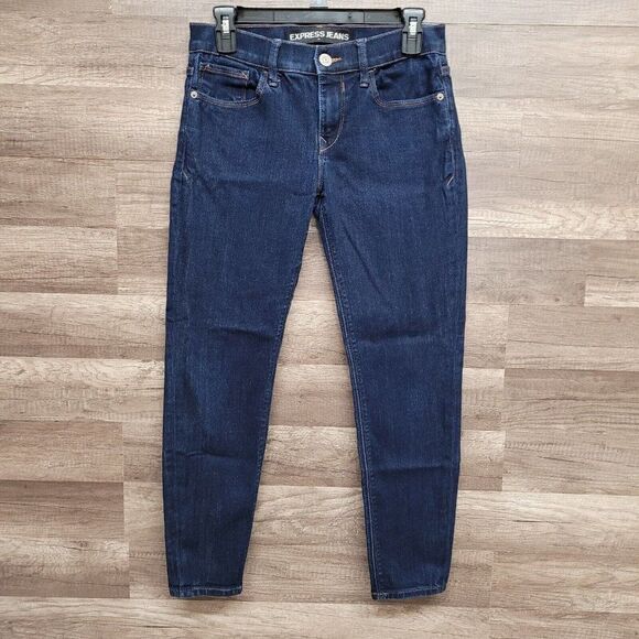 Express Jeans Legging Jegging 2 SHORT Midrise Blue Dark Wash Skinny Womens 2 - Picture 2 of 12
